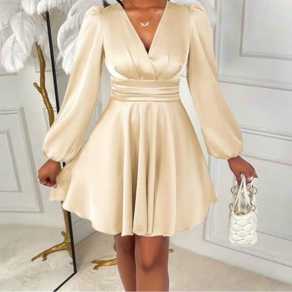 Dresses & Skirts - Chic Beige Long Sleeve Dress